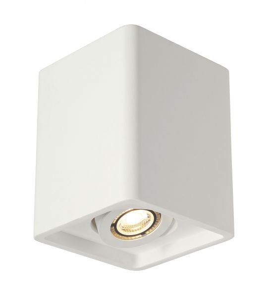 plafonnier PLASTRA BOX 1, carré en platre blanc, GU10, max. 35W