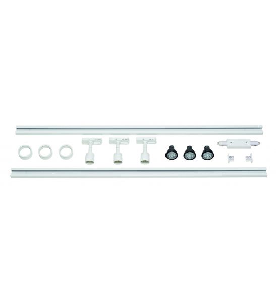 KIT rail 1 allumage PURI blanc, 2x1m, 3 spots puri avec sources LED