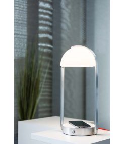 BRENDA LED, lampe à poser blanc/argent, chargement sans fil, 3000K