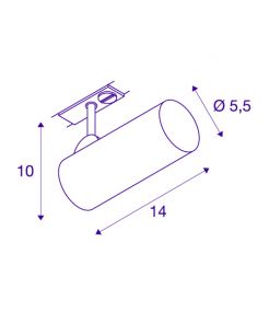 HELIA 50 LED spot, noir, 11W, 3000K, 35 degres, adaptateur rail 1 allumage