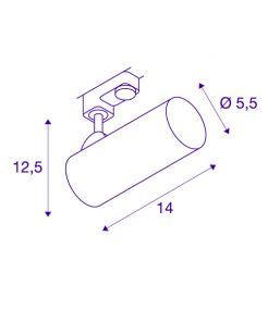 HELIA 50 LED spot blanc, 11W, 3000K, 35 degres, adaptat.rail 3 all. inclus