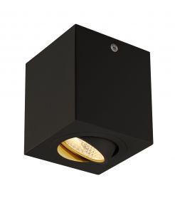 UNO LUX plafonnier, carré, noir mat, 6W, LED 3000K, 38°, alim incluse