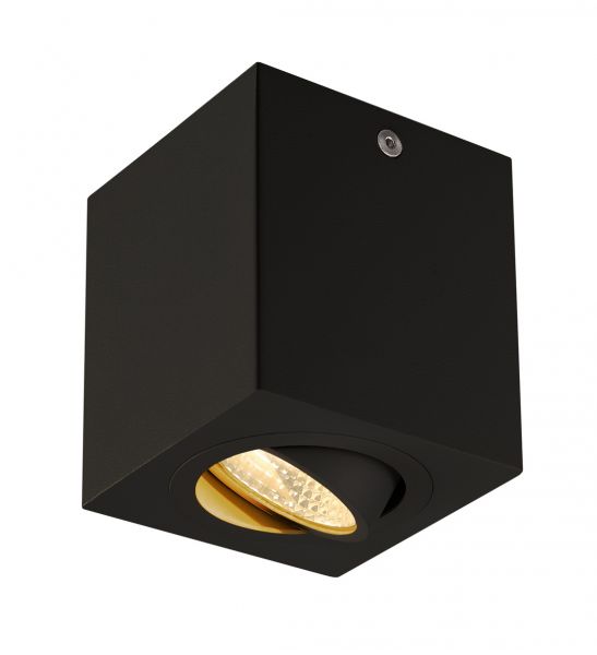 UNO LUX plafonnier, carré, noir mat, 6W, LED 3000K, 38°, alim incluse