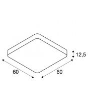 MEDO 60, plafonnier intérieur slv, carré, blanc, LED 39W, 3000K, variable Dali