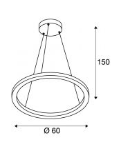 ONE 60, suspension intérieure, noir mat, LED 25W, 3000/4000K, variable Dali