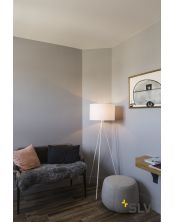 FENDA, lampadaire intérieur, trépied, blanc/chrome, E27, 40W max, sans abat-jour