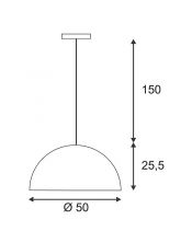 Forchini 1, suspension ronde, blanche/or, e27, max. 40w