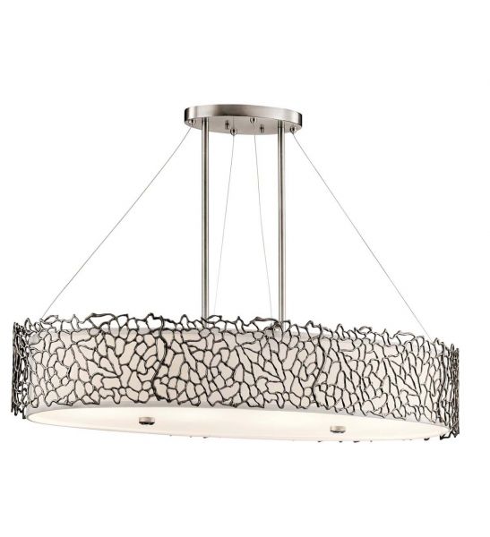 Luminaire îlot ovale Silver Coral 4 lumières