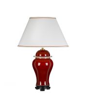 Lampe de table jarre de temple avec abat-jour Grand empire Oxblood 1 lumière