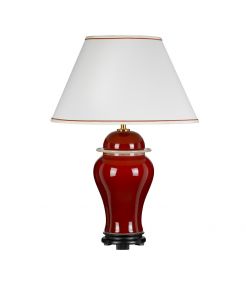 Lampe de table jarre de temple avec abat-jour Grand empire Oxblood 1 lumière