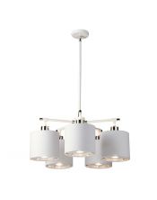 Lustre Balance 5 lumières - Blanc et nickel poli