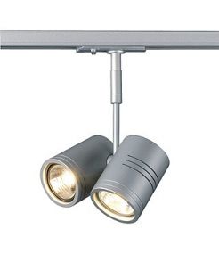 Spot bima II gu10 2x50w max. adaptateur, gris argent, Rail 1 allumage